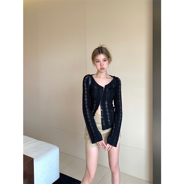 Cocory vn Set Áo Hở Lỗ + Chân Váy Chữ A Lưng Cao Thời Trang Nữ