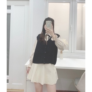 Áo len ghi lê trơn nút tròn