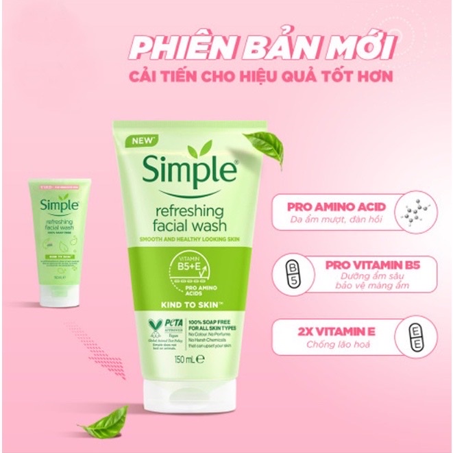 Sữa Rửa Mặt Simple Kind To Skin Refreshing Facial Wash 150ml