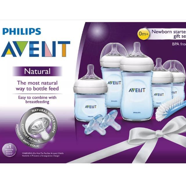 [Bill Mỹ] Set bình sữa Philips Avent Natural 125ml/260ml màu xanh cho bé