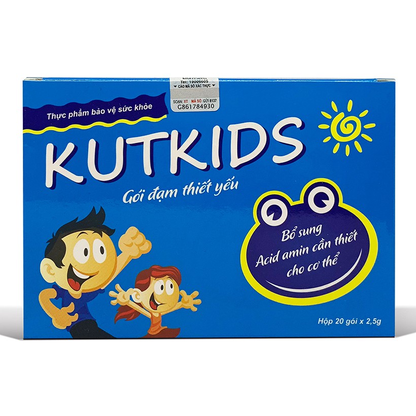Gói đạm Kutkids bổ sung dưỡng chất cho trẻ em ăn ngon cung cấp acid amin thiết yếu nâng cao thể chất hộp 20 gói
