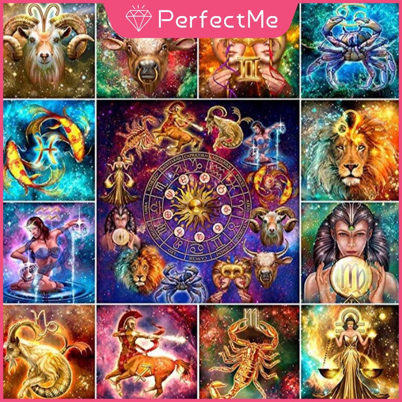 Tranh Đính Đá 5D Tự Làm Hình Mười Hai Chòm Sao Trang Trí Nhà Cửa