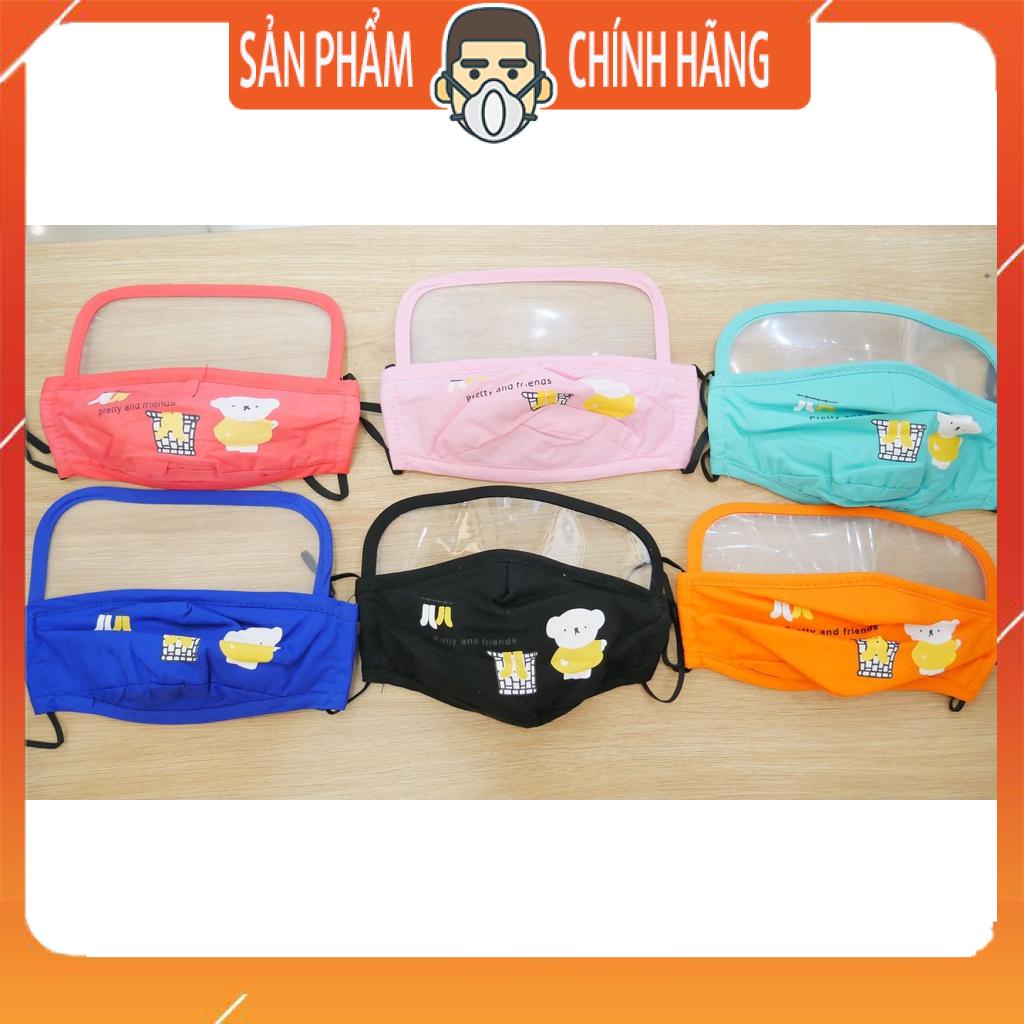 Khẩu trang cho trẻ em lọc bụi mịn có kính che chống bọt bắn an toàn cho trẻ