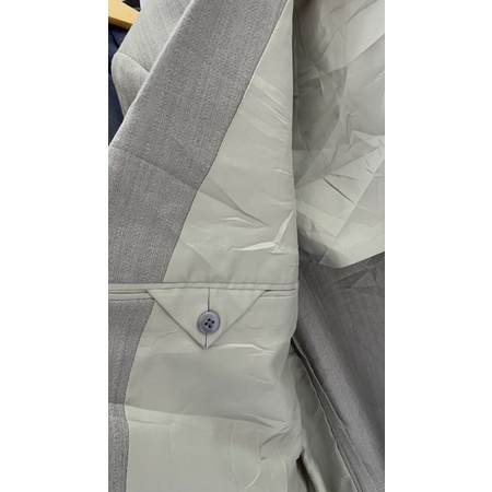 Áo blazer form rộng unisex màu xám có cầu vai đệm vai thời trang cao cấp