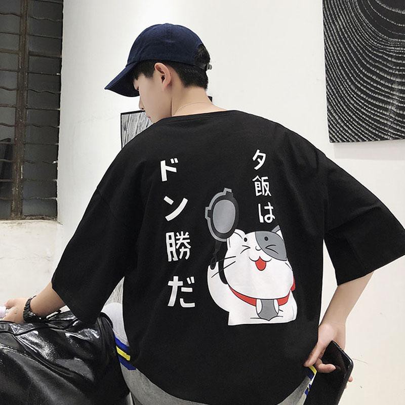 Áo phông, áo thun nam nữ CNV146 form rộng tay lỡ Unisex Mèo Thần Tài Freesize Từ 50-70kg A091 | BigBuy360 - bigbuy360.vn