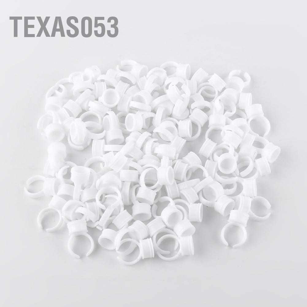 [Hàng mới về] Bộ 100 cái nhẫn đựng keo nối mi dùng 1 lần màu trắng bằng nhựa