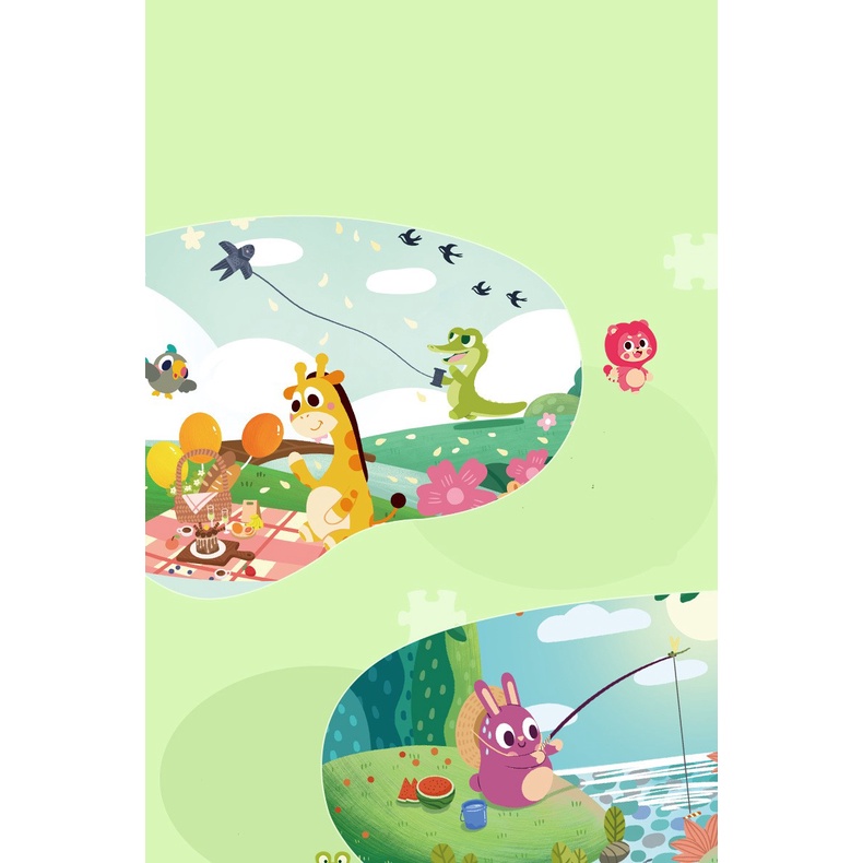 Xếp hình cho bé từ 3 tuổi bộ ghép hình puzzle hãng Gwizz 88 miếng ghép tạo bức tranh Xuân Hạ Thu Đông