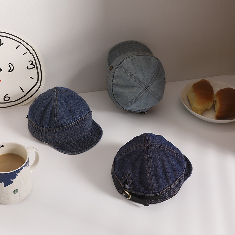 Mũ Beret Denim Vành Mềm Phong Cách Retro Đơn Giản Cho Bé