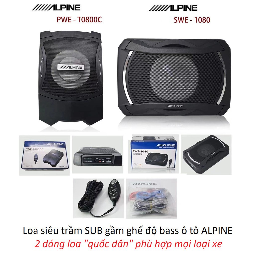 Loa siêu trầm ALPINE PWE-T080OC SWE-1080 súp gầm sub bass gầm ghế ô tô