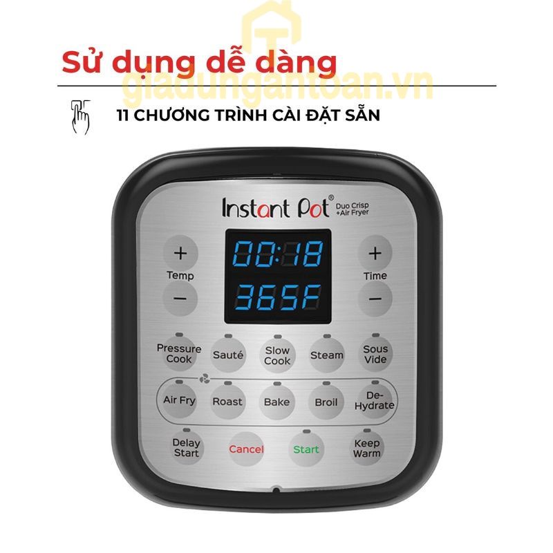 Nồi áp suất kiêm chiên không dầu đa năng Instant Pot Duo Crisp 11-in-1  - Bảo hành chính hãng
