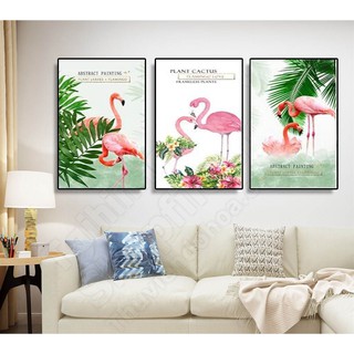 Tranh ghép treo tường 3 tấm ghép hồng hạc BINBIN KT16 (Tặng kèm phụ kiện)