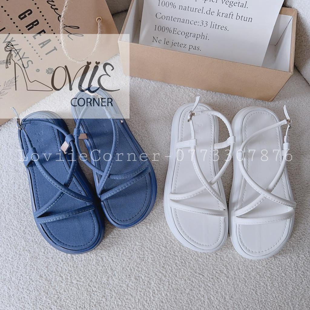 SANDAL XUỒNG LOVIIECORNER - GIÀY ĐẾ BẰNG PHONG CÁCH THỜI TRANG QUAI NGANG CHÉO MẢNH HIỆN ĐẠI - S230515