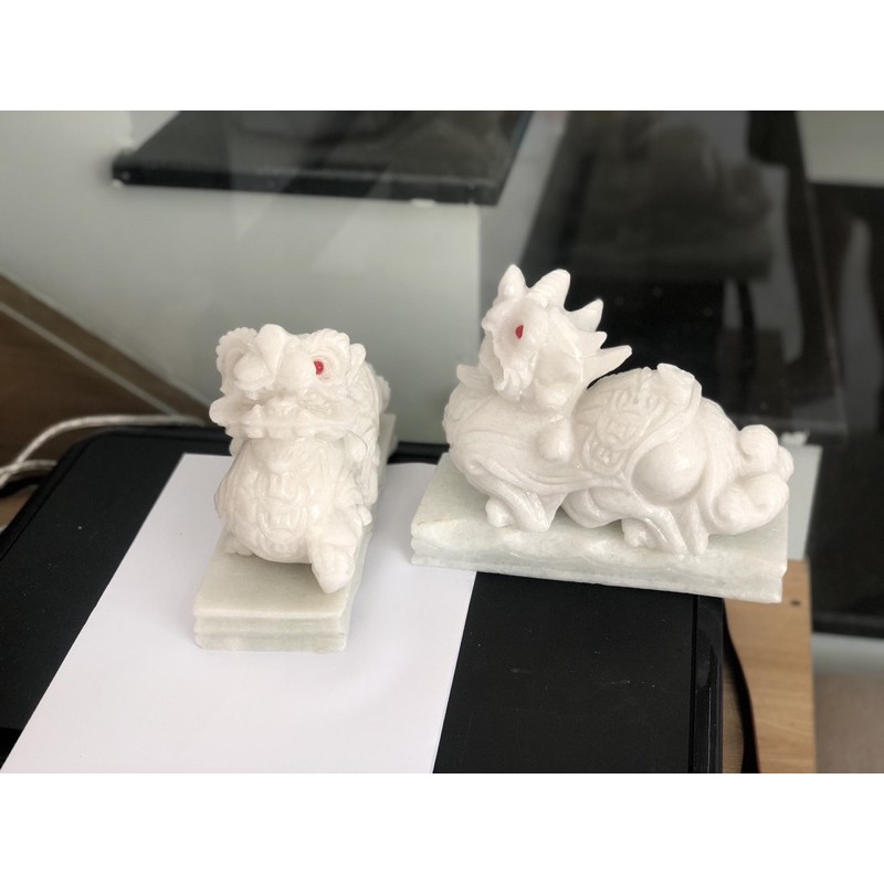 Đôi tỳ hưu đá non nước 20 cm màu trắng HANMYNGHE