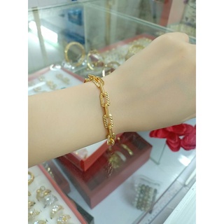 Lắc tay xích vuông mạ vàng