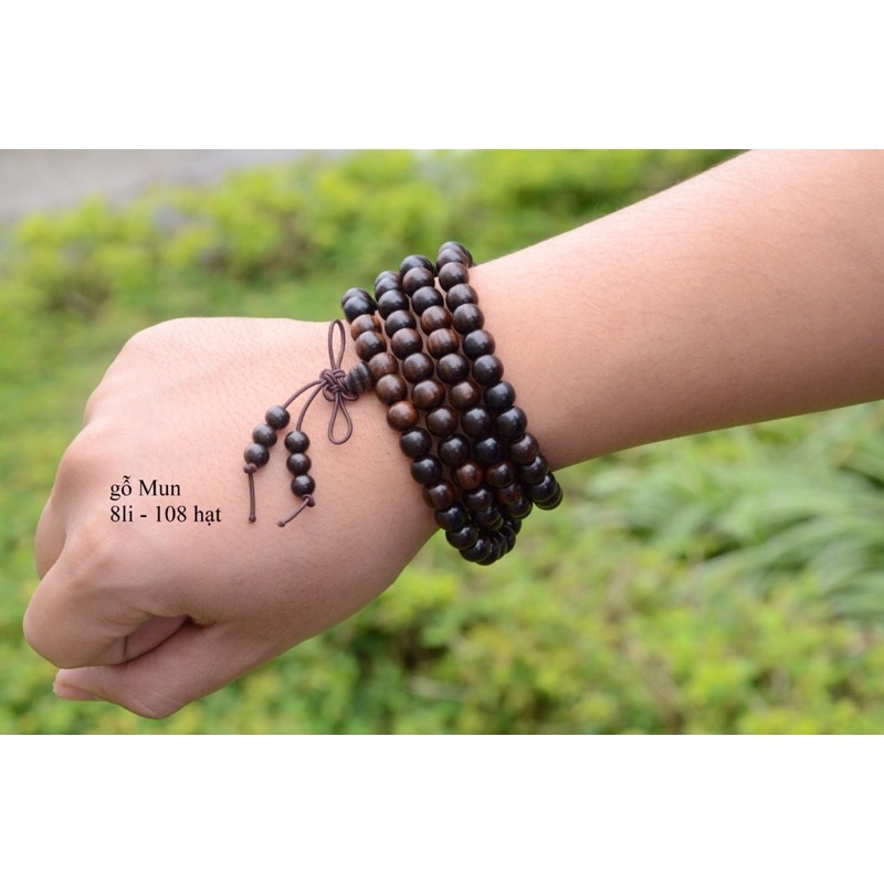 Chuỗi 108 hạt 6 và 8 li gỗ bách xanh thơm - Trắc - Mun - Hương đỏ