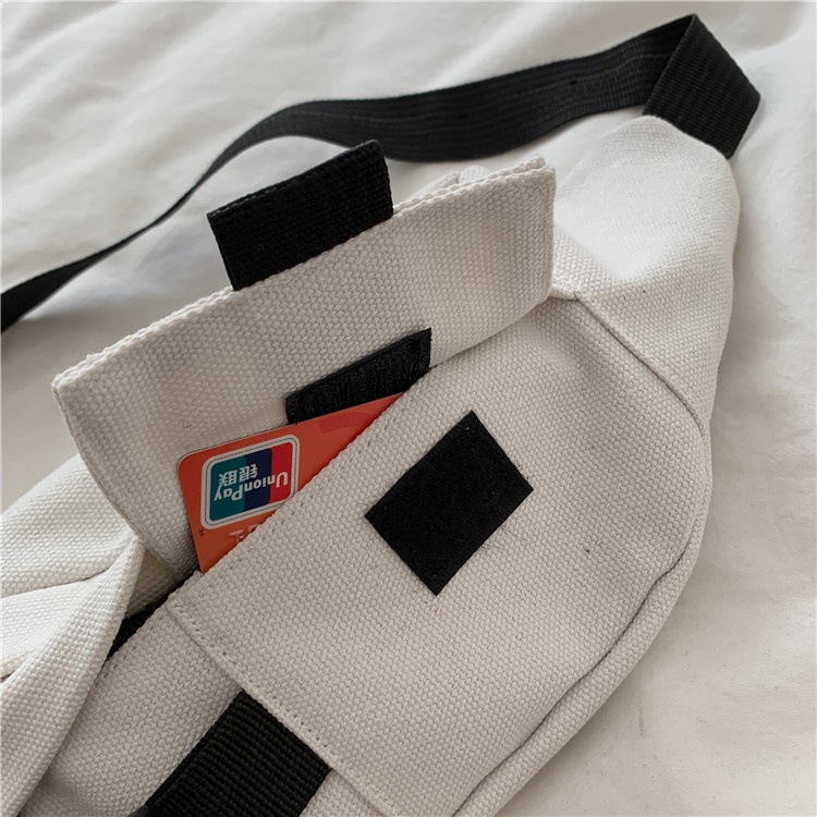 Túi Đeo Chéo Ngực Vải Canvas Kiểu Harajuku Cá Tính Cho Nữ