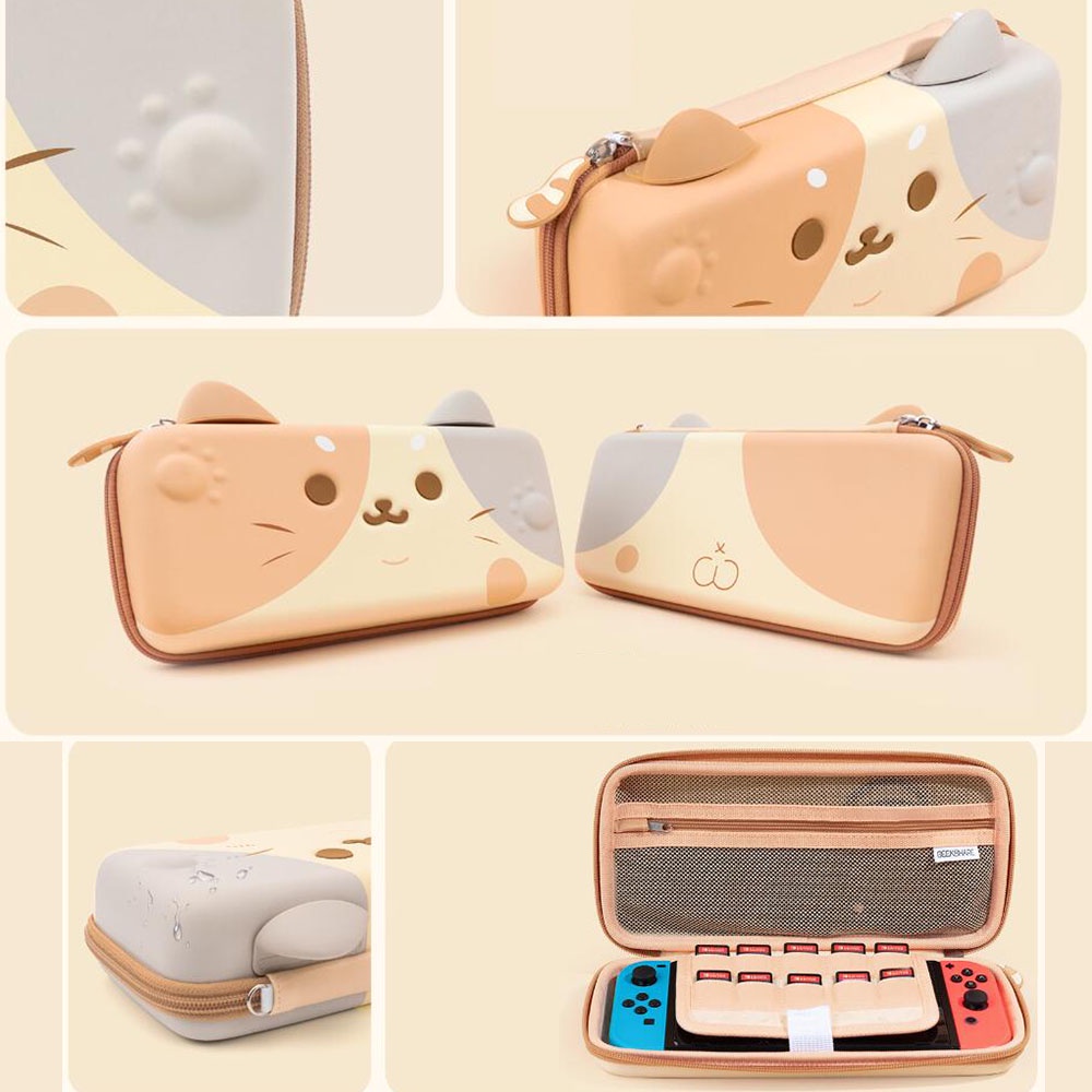 Túi Đựng Máy Chơi Game Nintendo Switch / OLED Cứng Hình Tai Mèo Dễ Thương