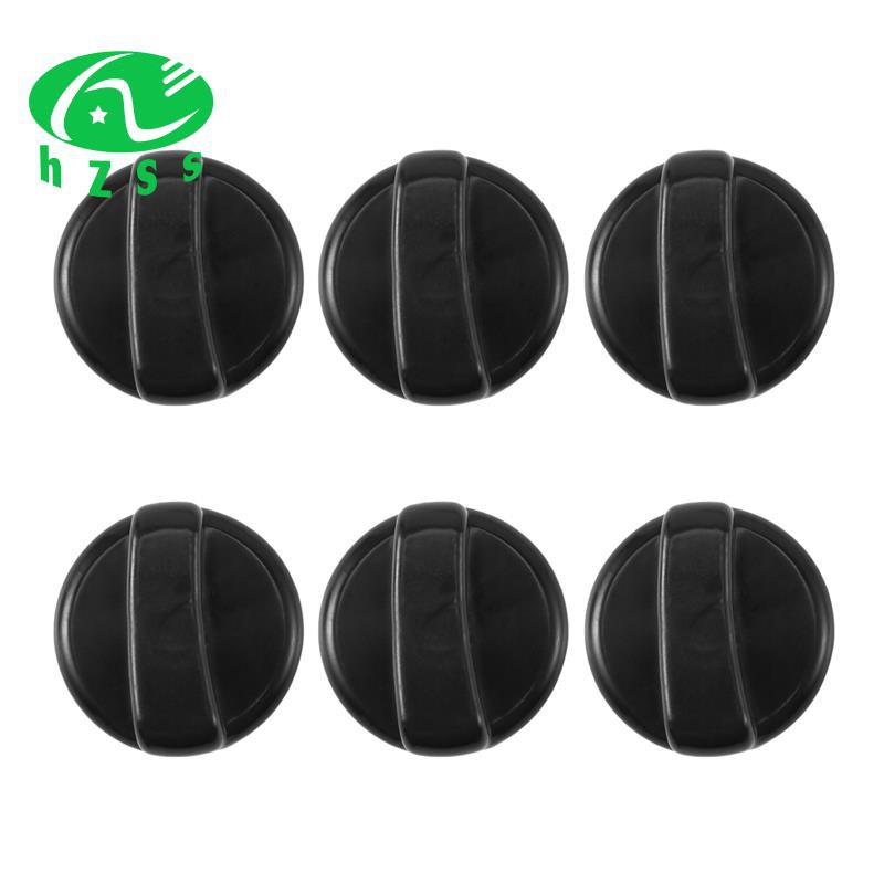 6 PCS Kitchen Black Plastic Gas Stove Cooker Control Knobs