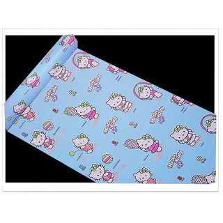 Decal giấy dán tường hello kitty xanh
