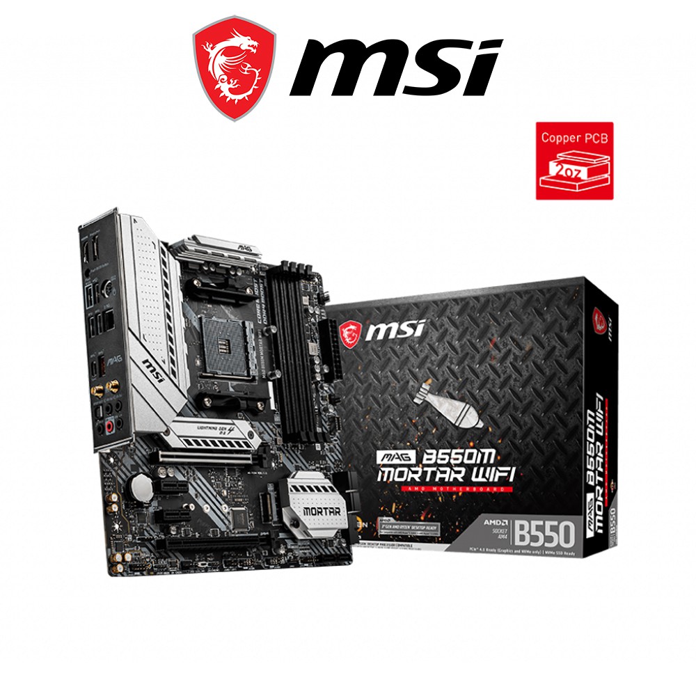 Bo mạch chủ Mainboard MSI MAG B550M MORTAR WIFI AMD B550, Socket AM4,m-ATX, 4 khe RAM DDR4