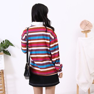 Áo thun cổ polo kẻ sọc tay bồng chất cực đẹp