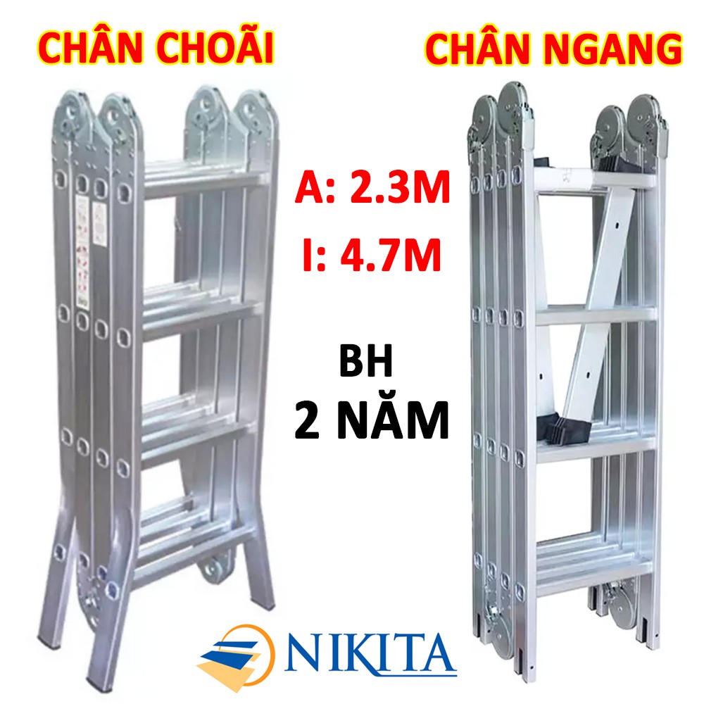 Thang nhôm gấp 4 đoạn (chữ A 2.3m, chữ I 4.7m) Nikita TGA47&GA47