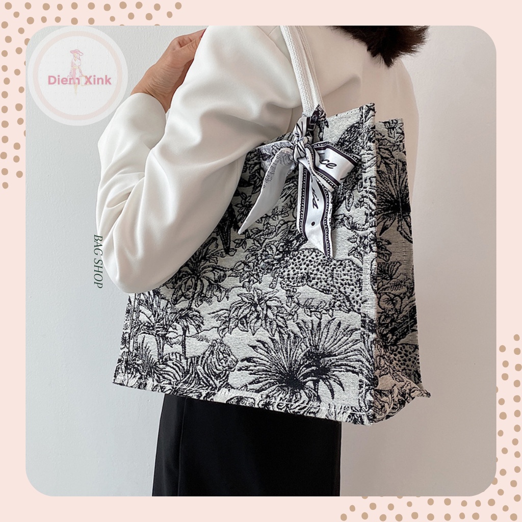 Túi xách thời trang, túi tote họa tiết đặc biệt, dành cho dân công sở đi làm đi chơi tết- Diem Store- T0029-18- T7