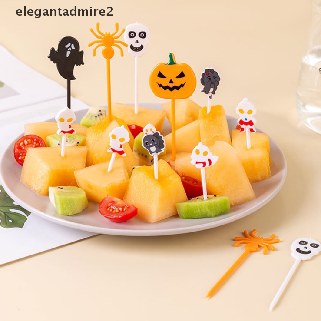 Set 6 / 10 Nĩa Ăn Trái Cây Bằng Nhựa Phong Cách Halloween
