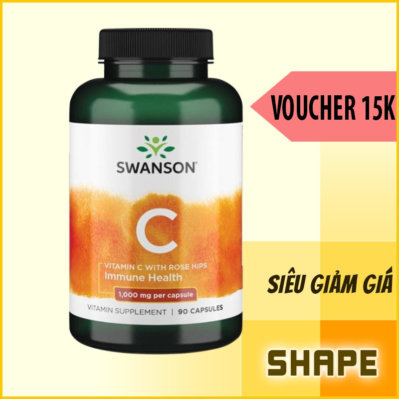 Tăng Sức Đề Kháng Bảo Vệ Sức Khỏe - Swanson Vitamin C 1,000mg [30 Viên - 90 Viên]