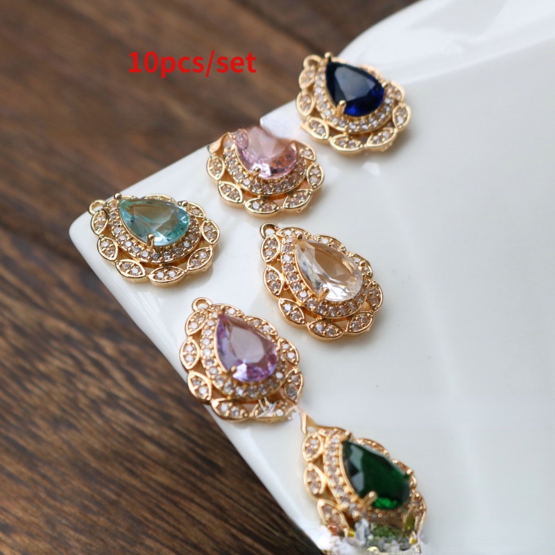 Set 10 mặt Vòng cổ thủy tinh đính đá zircon hình giọt nước