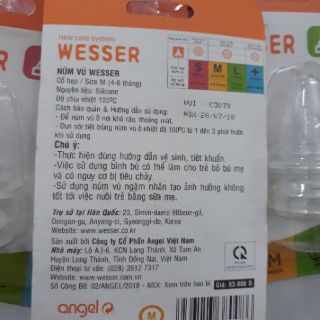 Núm ty Wesser cổ rộng/ cổ hẹp đủ size S,M,L,+ ( vỉ 2 núm)
