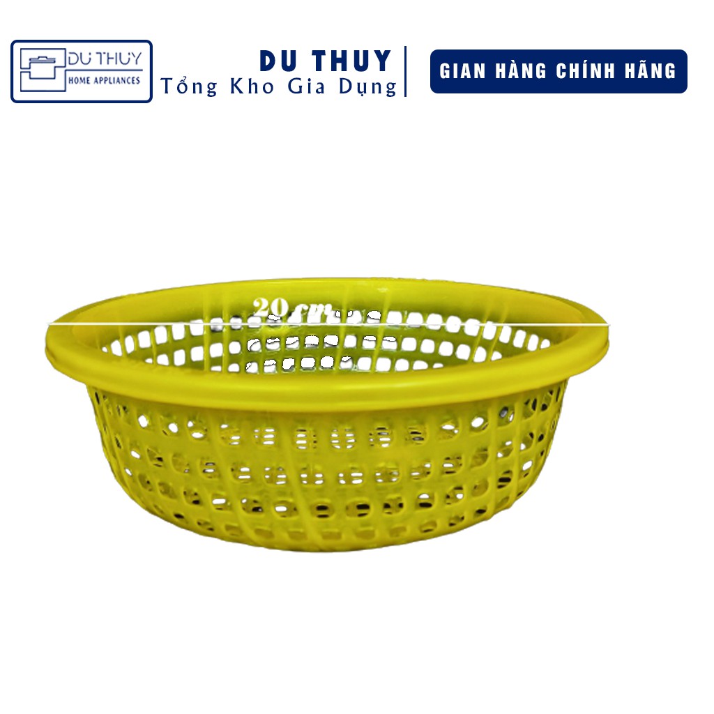 Rổ nhựa tròn lỗ to Nguyên Phát, size 20cm màu xanh dương, xanh lá, đỏ, vàng, nhựa chính phẩm của gia dụng Du Thủy