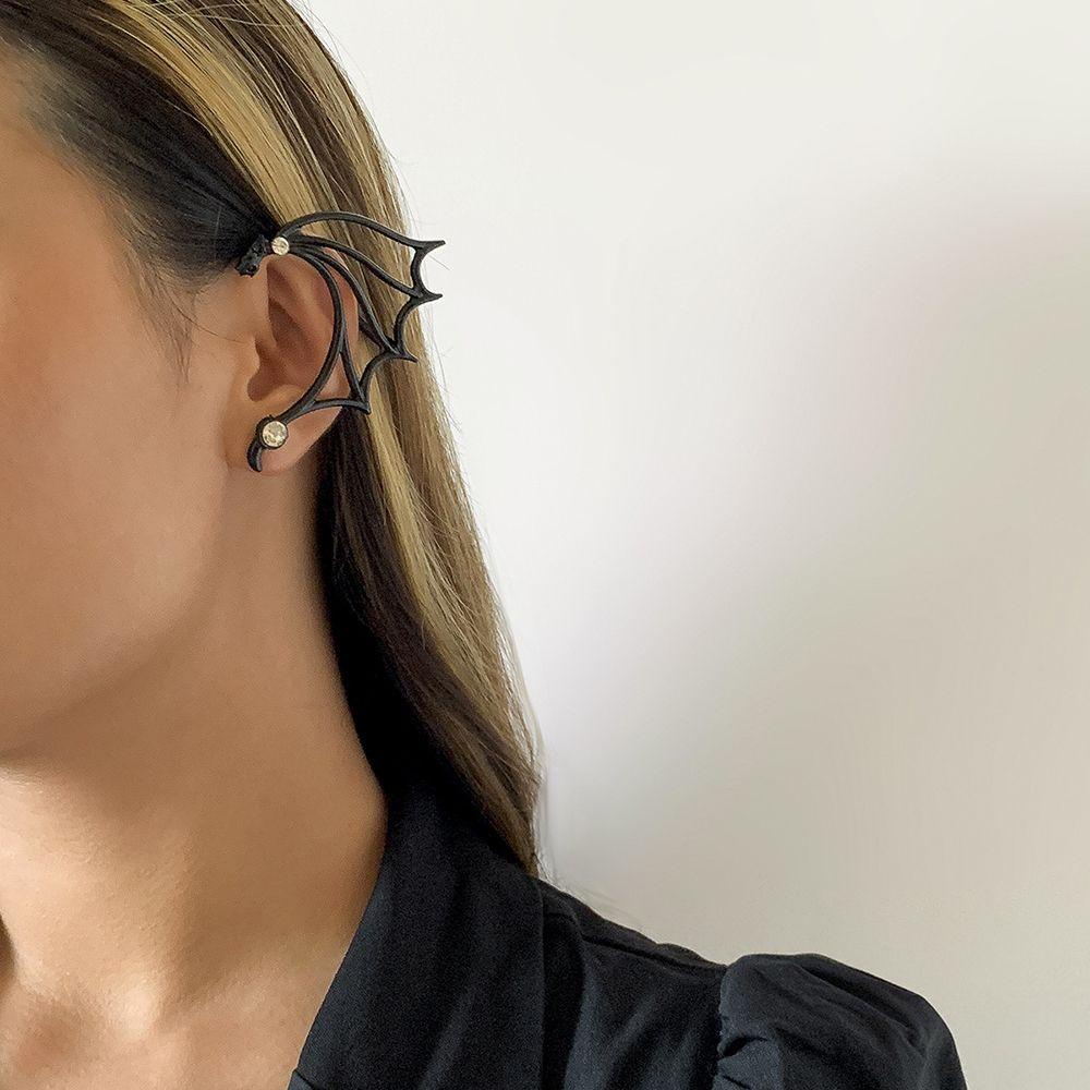 Khuyên Kẹp Vành Tai Hình Rồng Đen Phong Cách Punk Cá Tính Cho Nữ