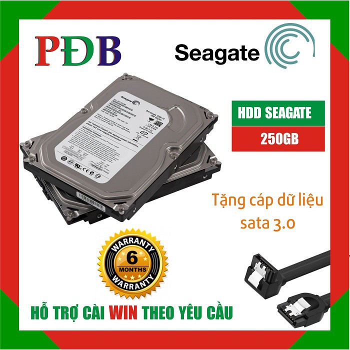 Ổ cứng HDD 250GB Seagate - Tặng cáp sata 3.0 - Hàng tháo máy đồng bộ nhập khẩu - Bảo hành 6 tháng!!!