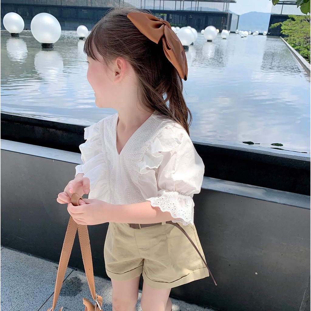 Set Áo Thun Cotton + Quần Short Thời Trang Hè Hàn Quốc 2023 Mới Cho Bé Gái