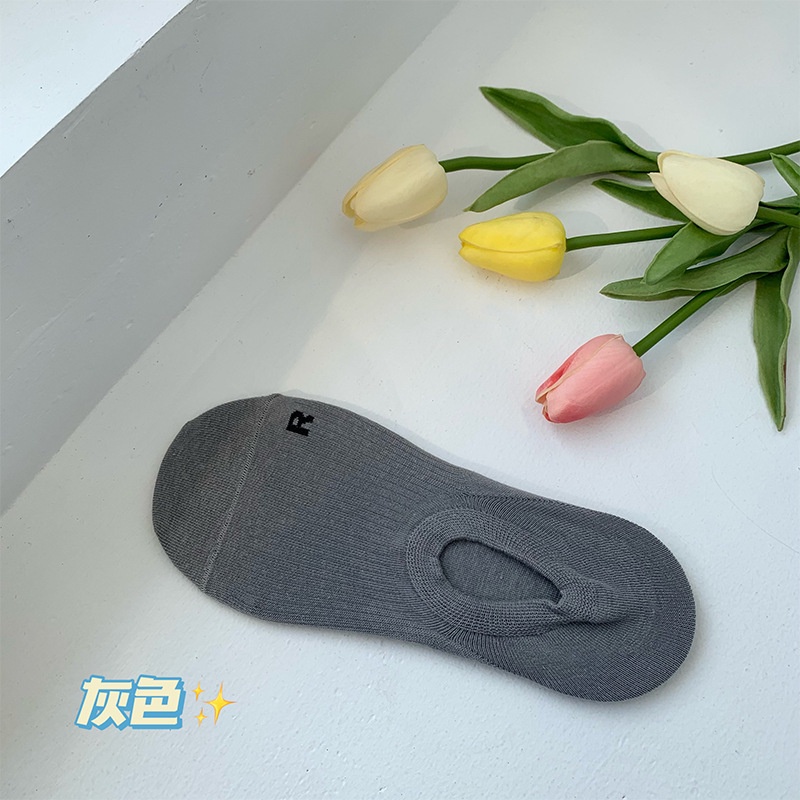 Plusox Vớ Thuyền Mỏng Thoáng Khí In Chữ Phong Cách Hàn Quốc Thời Trang Mùa Hè Cho Nữ