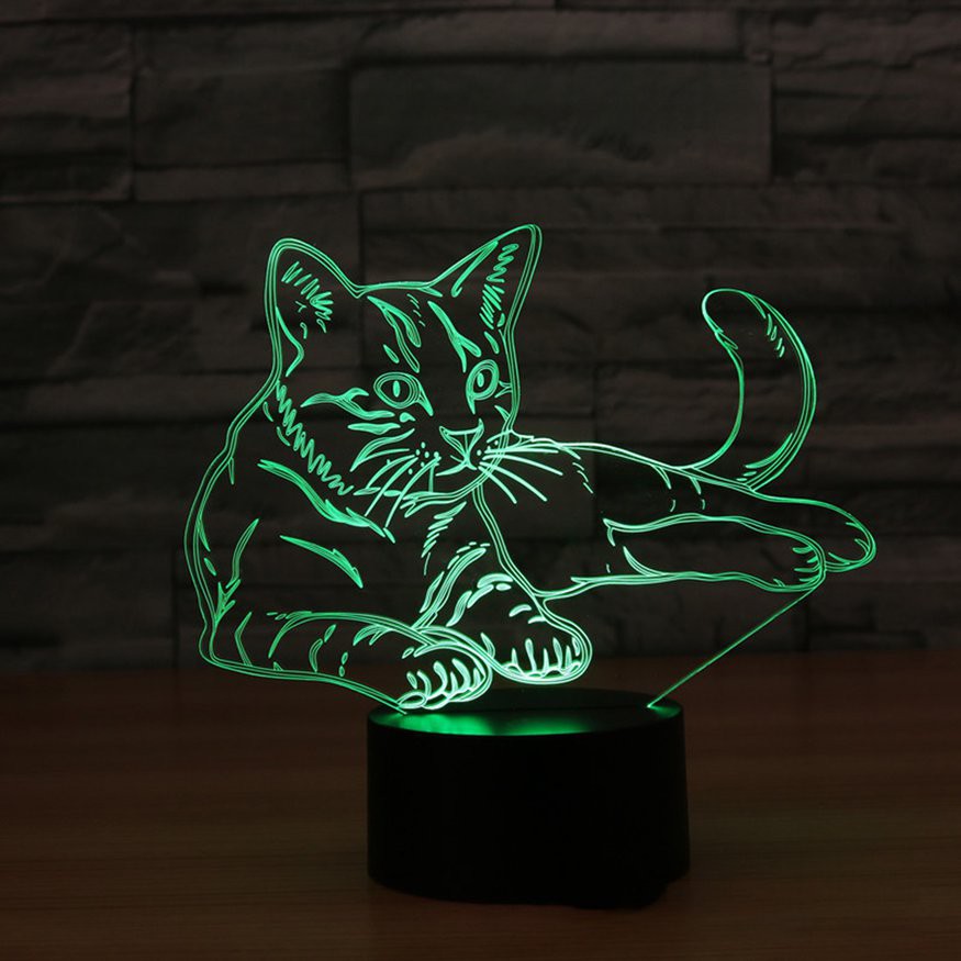 Đèn Led Để Bàn Hình Mèo 3d Độc Đáo