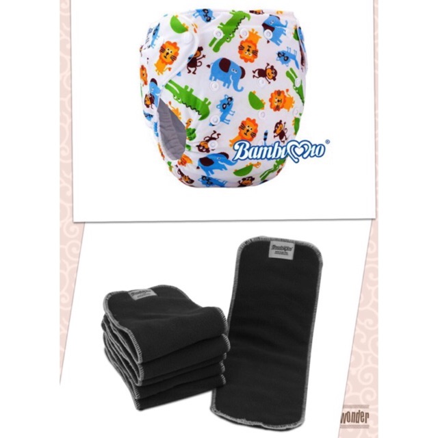 Combo 1 BỘ TẢ VẢI BAN NGÀY SIZE L + MIẾNG LÓT THAN TRE KHÁNG KHUẨN - bambimio