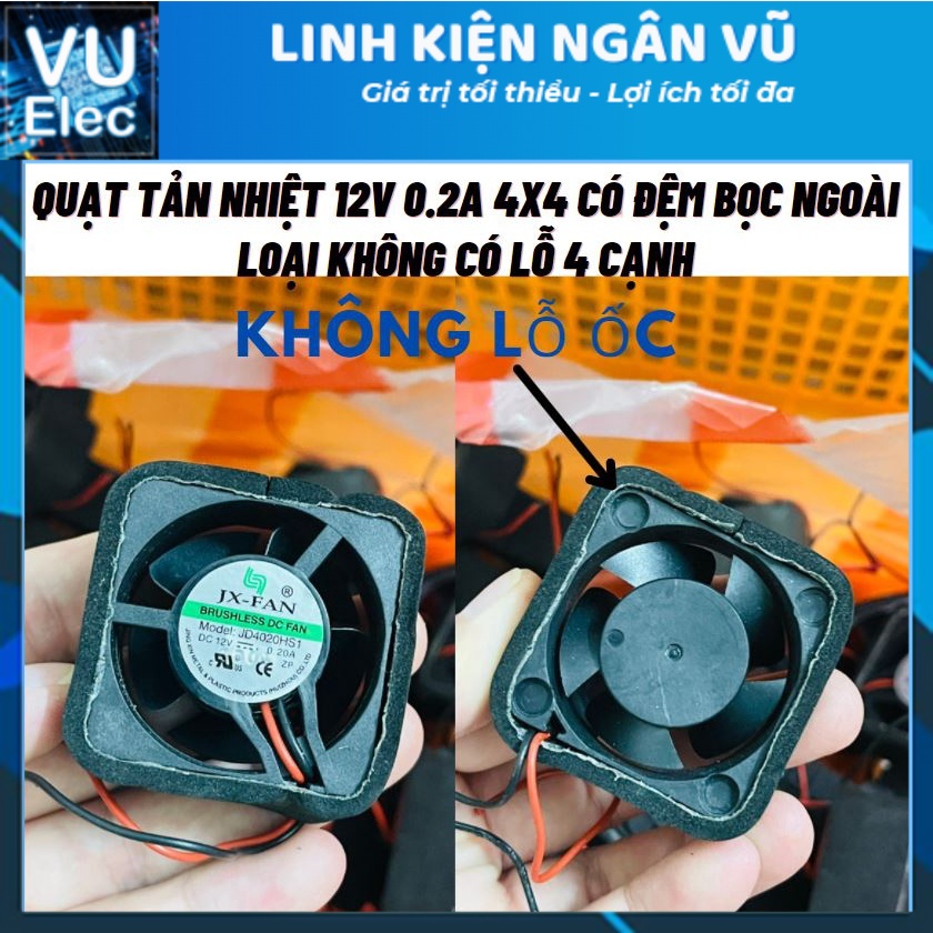 Quạt tản nhiệt 12V 0.2A 4x4x2CM có vỏ đệm bọc ngoài ( hàng tháo tủ )