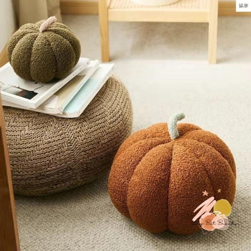 Gối Tựa Lưng Bằng Nhung Hình Quả Bí Ngô Dễ Thương Phong Cách Bắc Âu