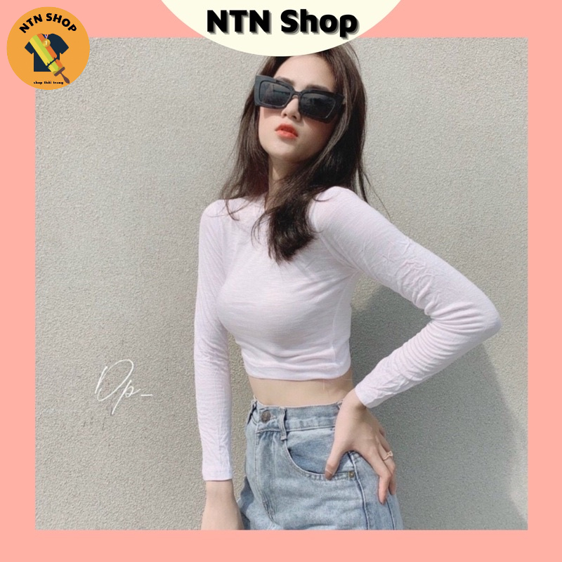 Sale áo croptop dài tay vải mát mỏng.