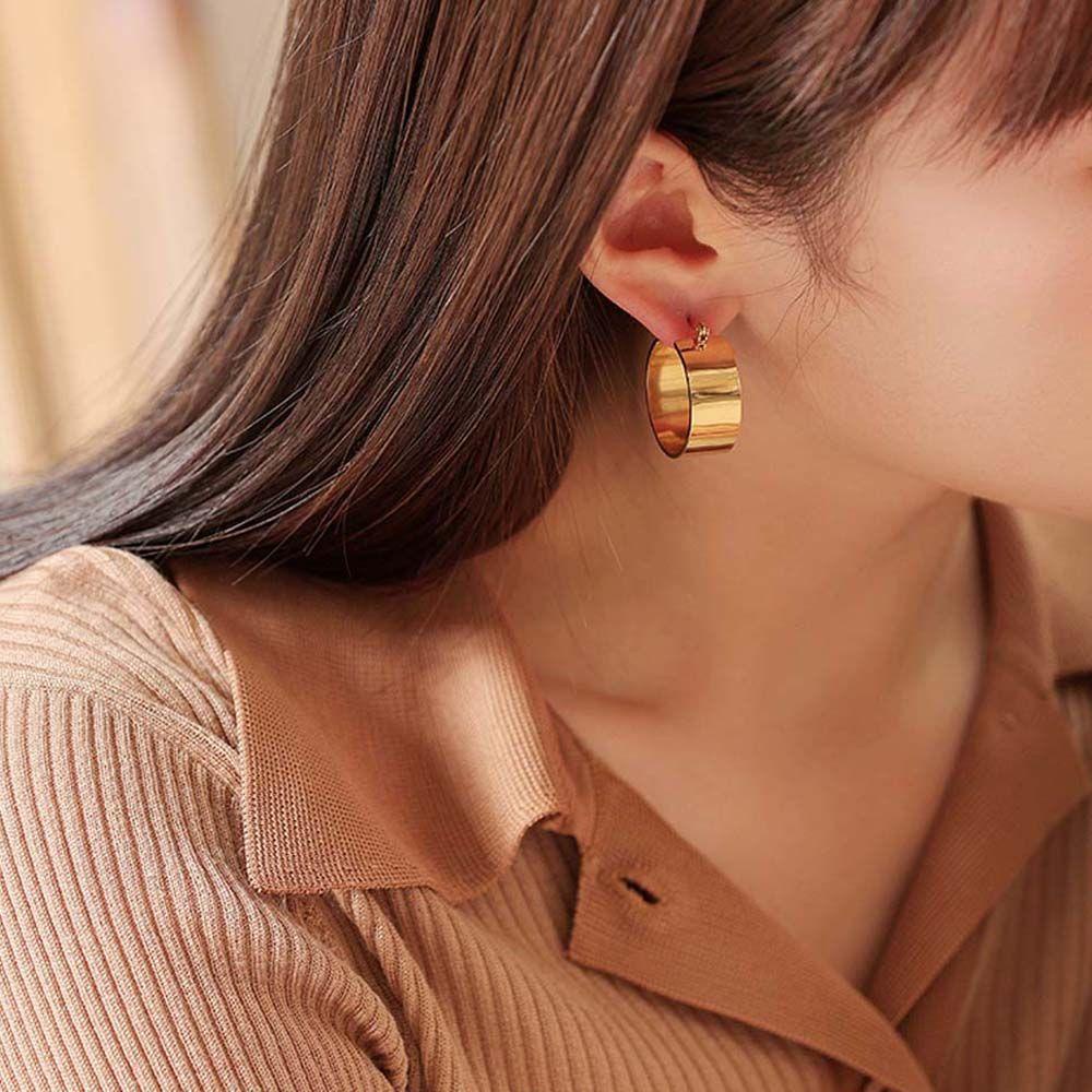 JARRED Bông Tai Dạng Vòng Tròn Bằng Thép Titanium Thời Trang Đơn Giản