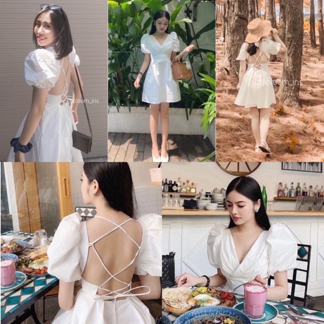 Đầm tim chéo xếp li ngực, dây lưng - AGENUS DRESS T159