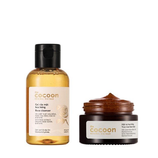 [Mã FMCGM50 - 8% đơn 250K] Combo gel rửa mặt hoa hồng cocoon 140ml + mặt nạ hoa hồng cocoon 30ml cấp ẩm