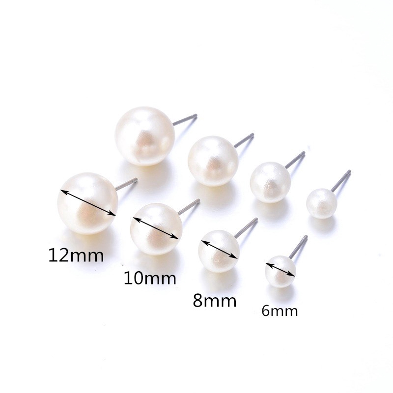 12 Pairs/ Set Delicate Pearl Earrings Jewelry White &amp; Black &amp; Beige