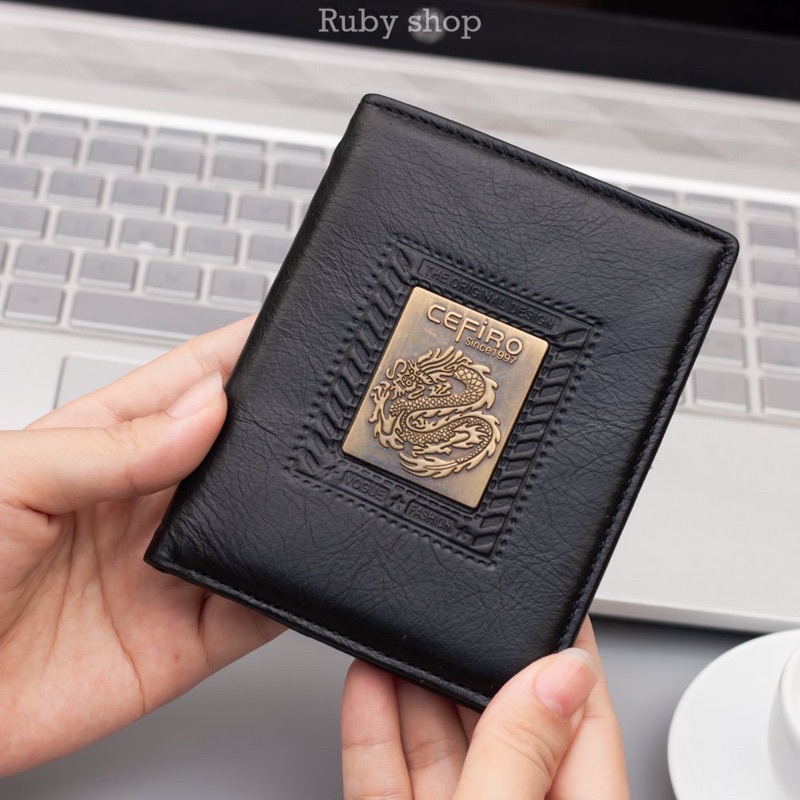 Ví Nam Da Bò Cao Cấp Logo Kim Loại Đẹp Đáng Đứng