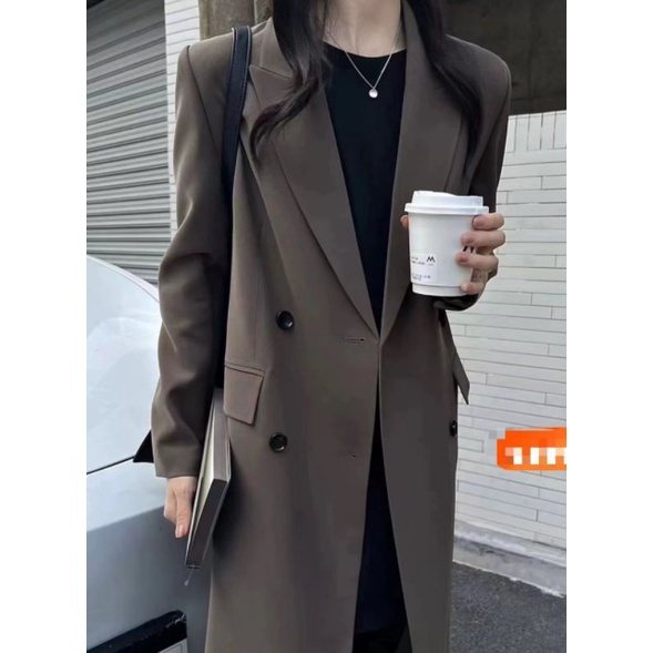 Áo khoác vest blazer dáng dài hai lớp basic cực xinh