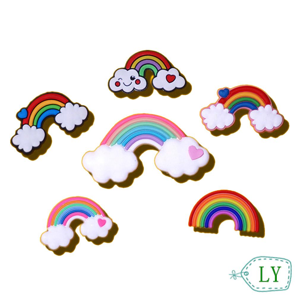 LY Colorful Rainbow Patch Scrapbook Decoration Silicone Glue Patch Glues Art Craft Cartoon DIY Accessories Handmade Phone Case Decor PVC Stickers