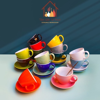 Cốc sứ Bát Tràng chính hãng, cốc sứ uống cafe capuchino 180ml men khử chì, nhiều màu