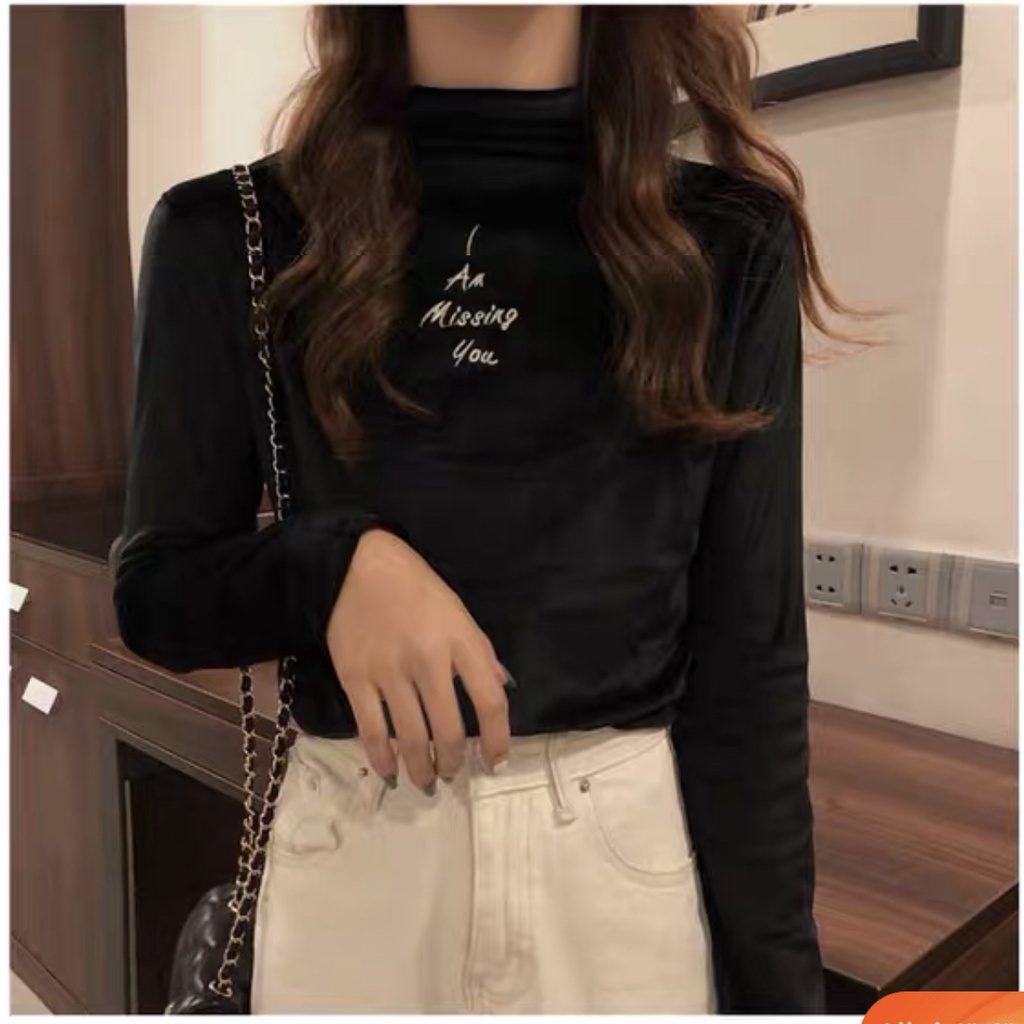 [Hàng quảng Châu]SP6965 Áo giữ nhiệt nhung thêu chữ I Miss U